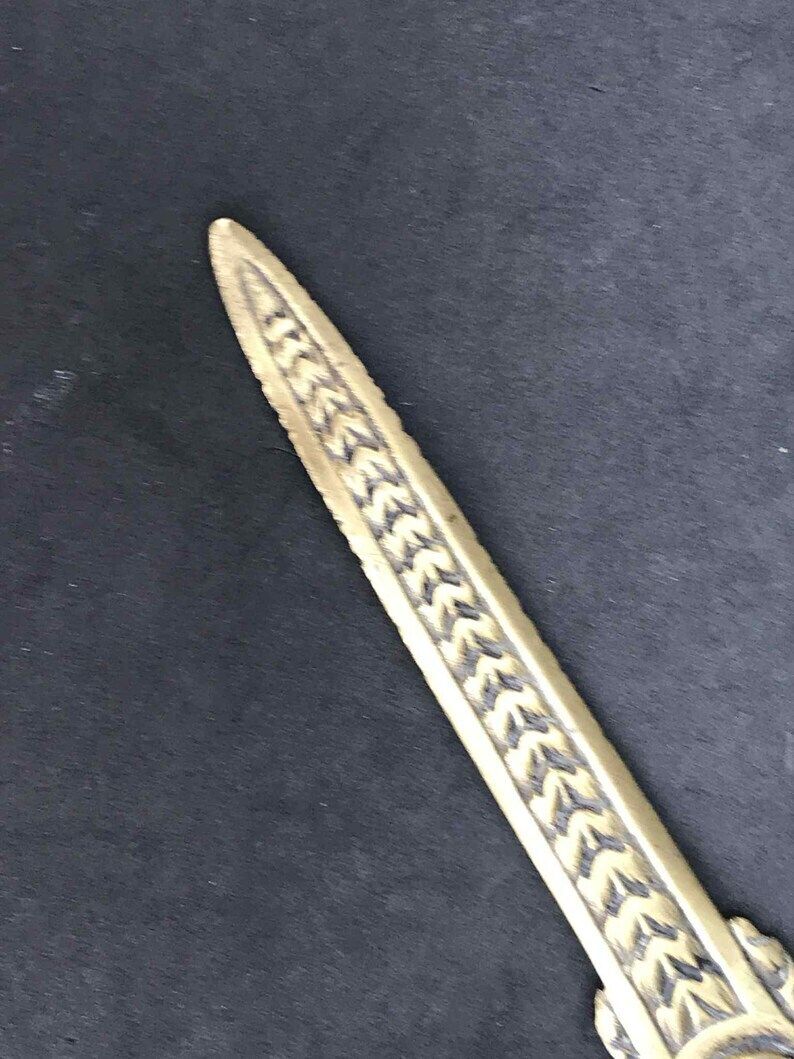 Letter Opener Art Brass Bronze Paper Cutter Knife Letter Opener Gift For Him Desk Accessories Antique Belgium Desk Decor photo buy