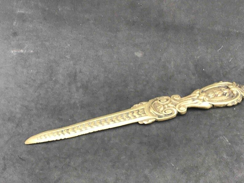 Letter Opener Art Brass Bronze Paper Cutter Knife Letter Opener Gift For Him Desk Accessories Antique Belgium Desk Decor photo vintage