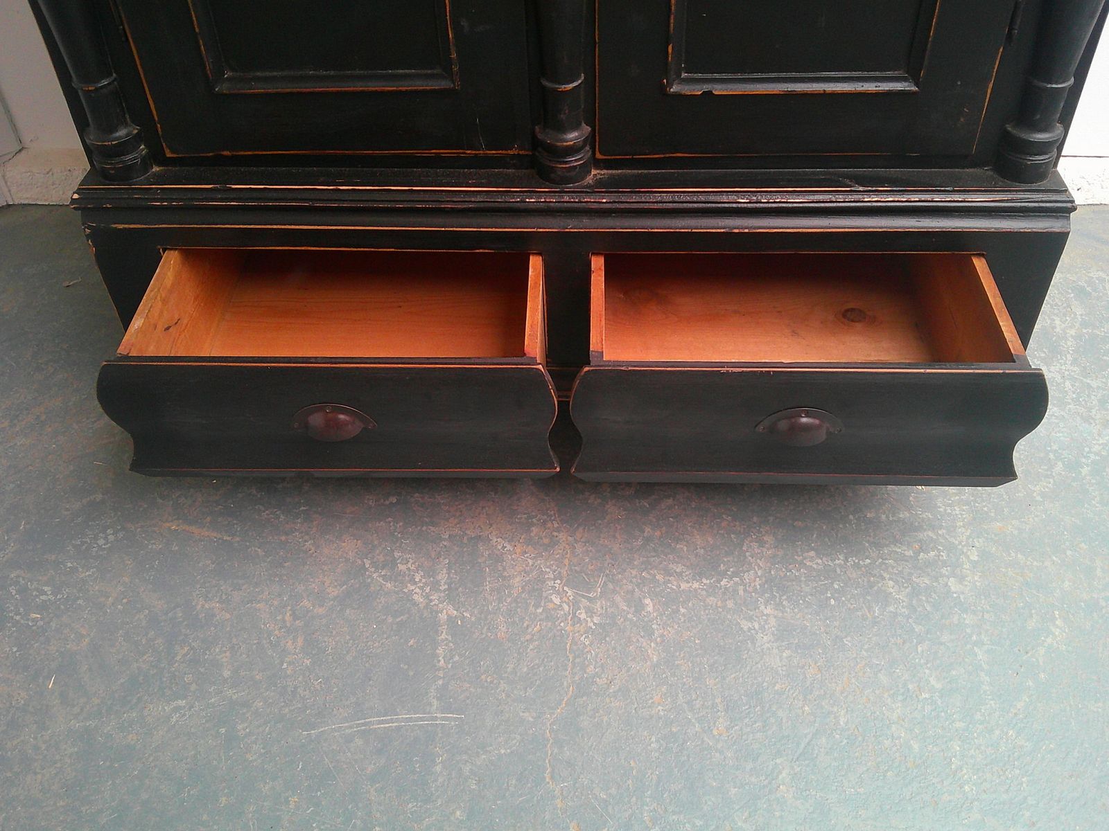 photo furniture A Beautifully Painted Black Pine Georgian 1 Piece Hall Wardrobe