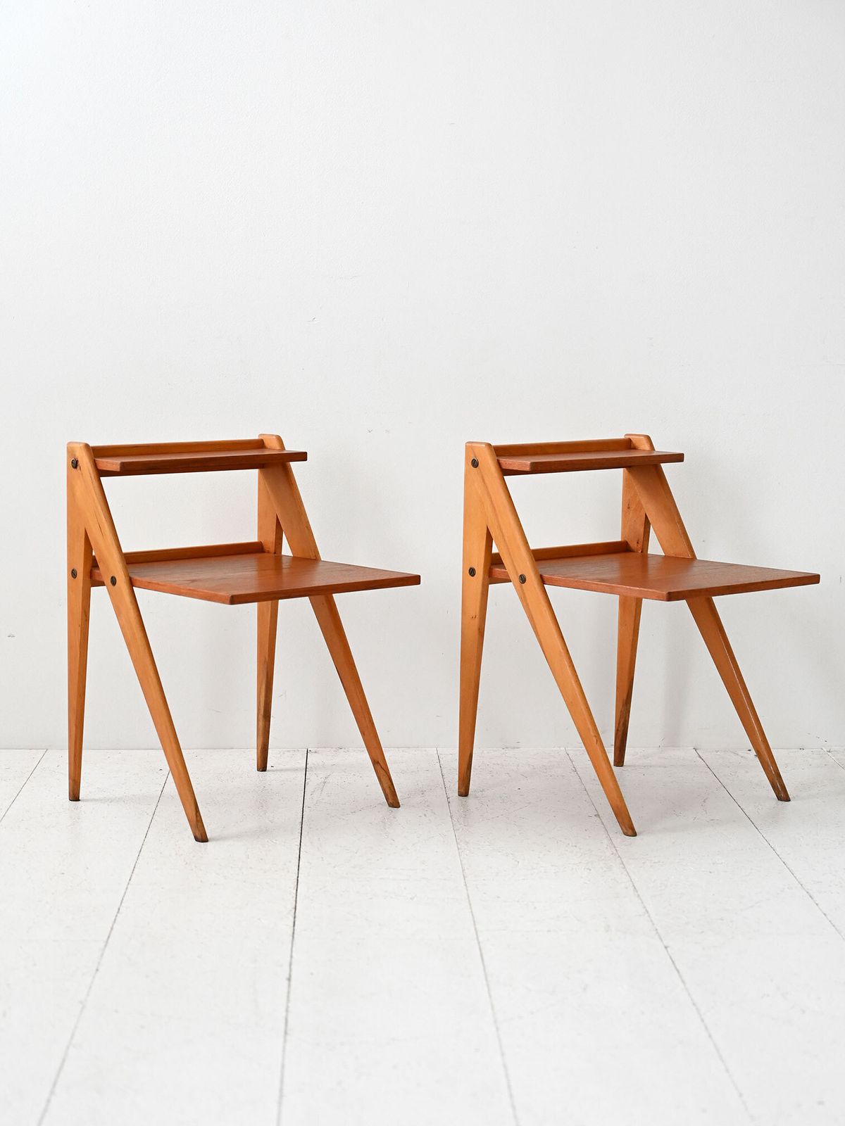 Pair Of Scandinavian 60s Bedside Tables With Shelves photo Furniture