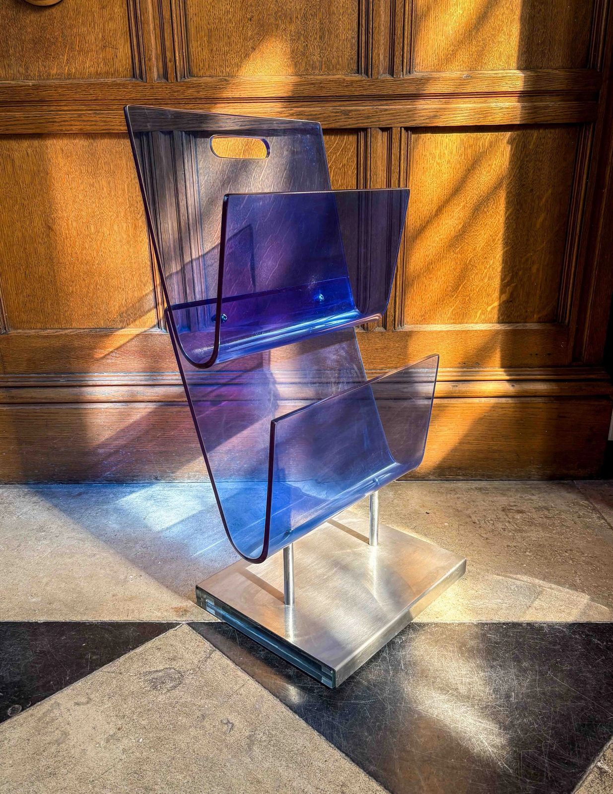 Vintage Perspex And Metal Magazine Rack