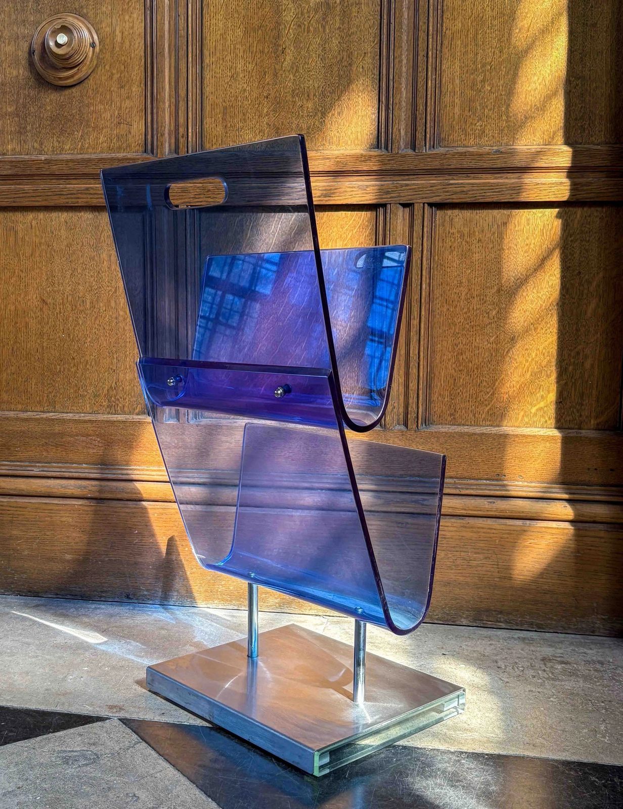 Vintage Perspex And Metal Magazine Rack photo for sale