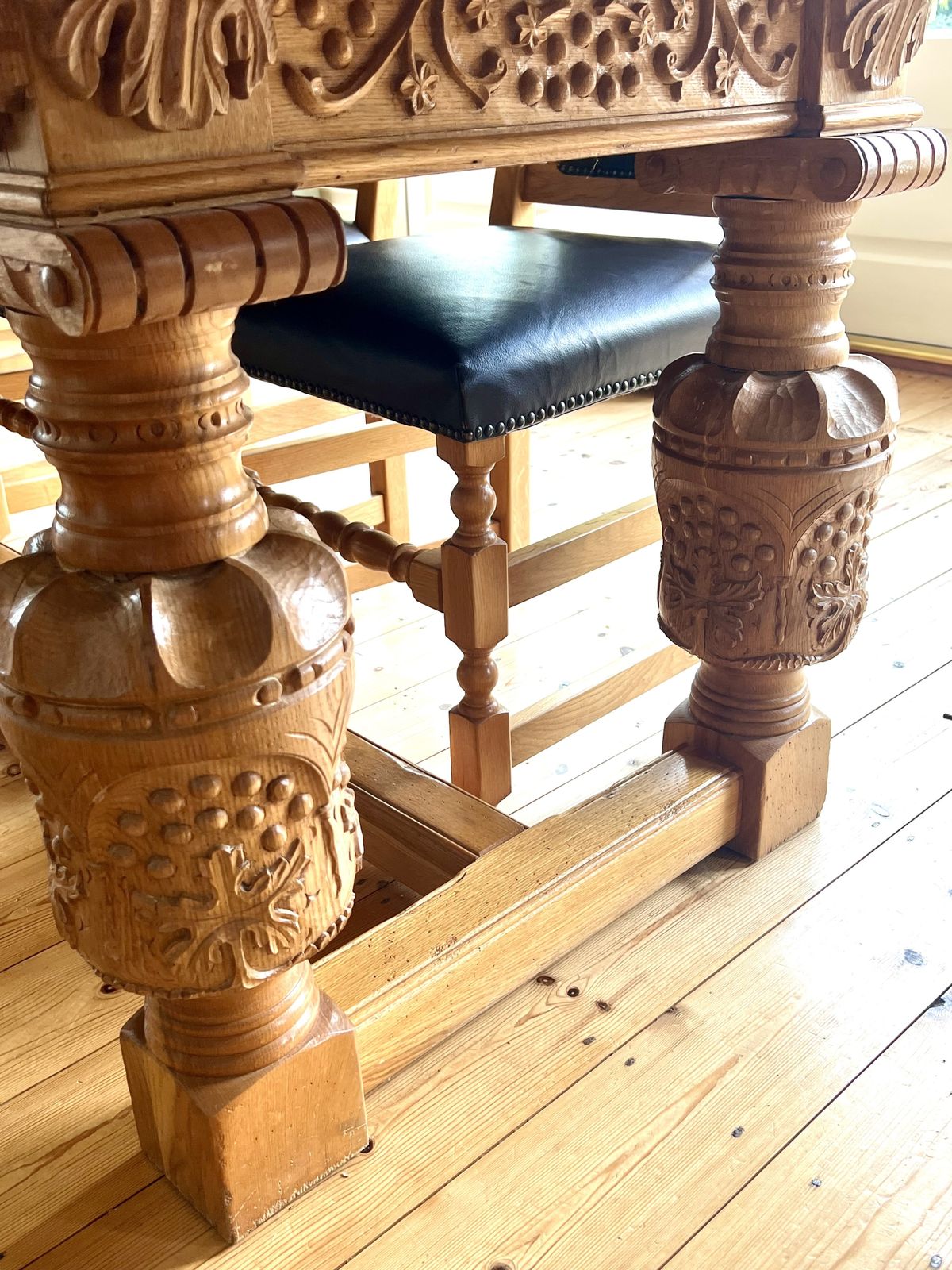 Heavy Carved Oak Dining Room Furniture 10 Items photo Furniture