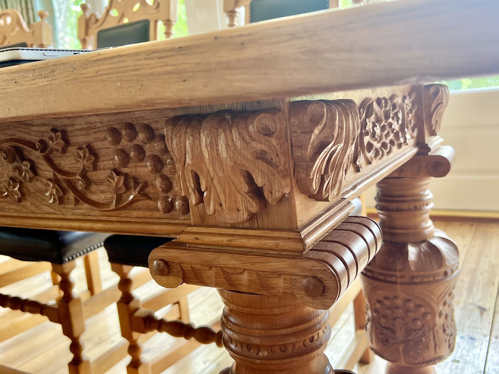 Heavy Carved Oak Dining Room Furniture 10 Items photo buy