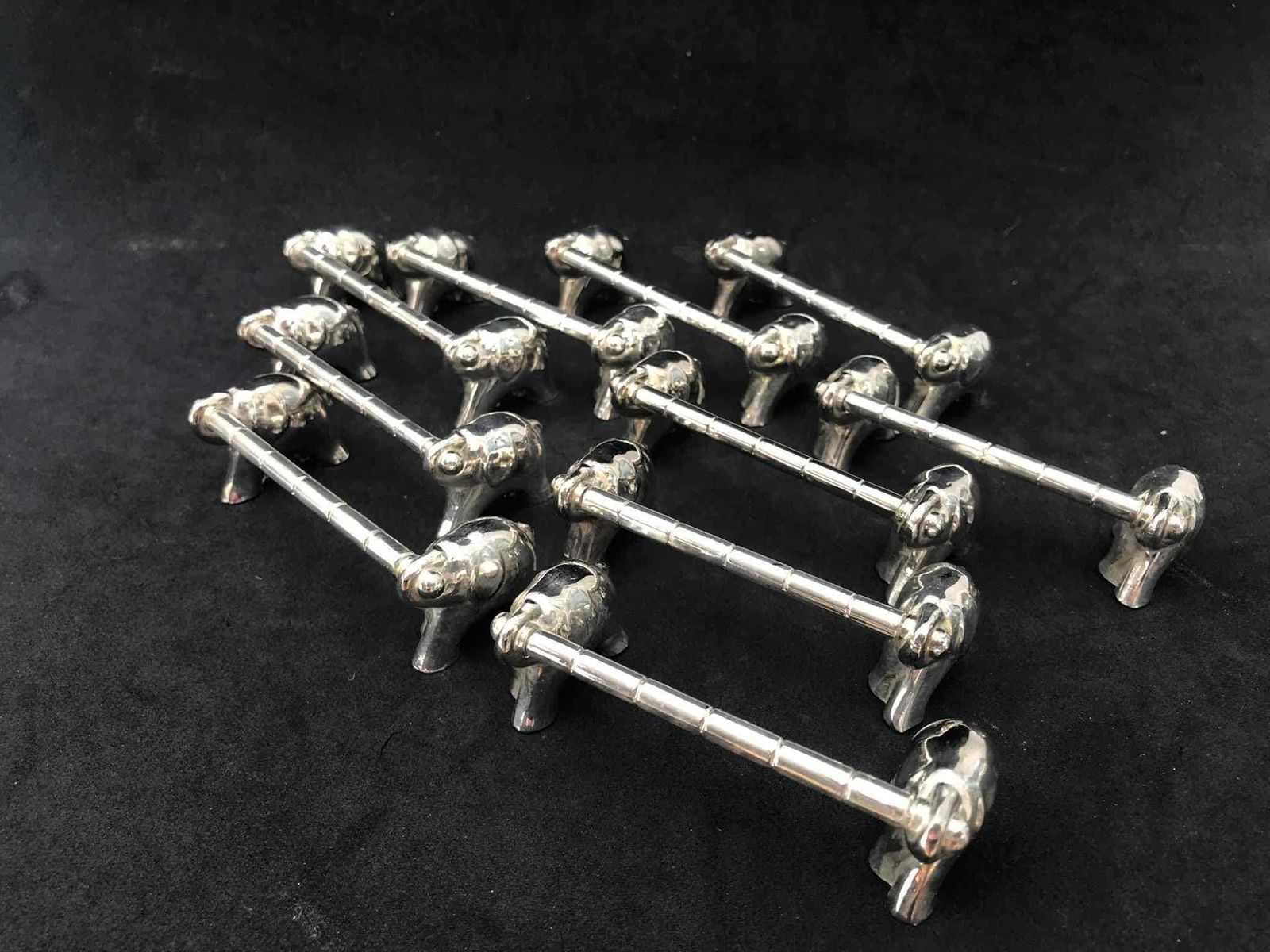 Vintage Knife Rest Set 10 Vintage Silver Plated Silea Elephants French Cutlery Rests French Cheese Hostess Gift Wedding Gift photo vinterior