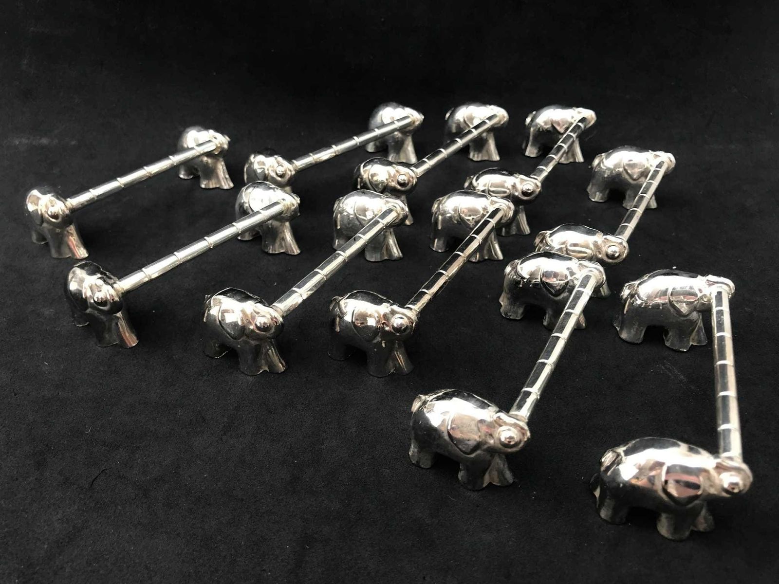 Vintage Knife Rest Set 10 Vintage Silver Plated Silea Elephants French Cutlery Rests French Cheese Hostess Gift Wedding Gift photo vintage
