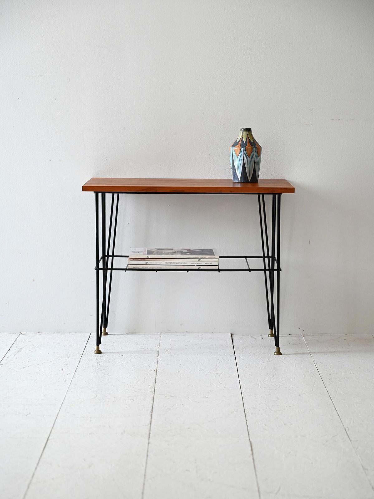 Vintage Scandinavian Bedside Table In Wood And Metal