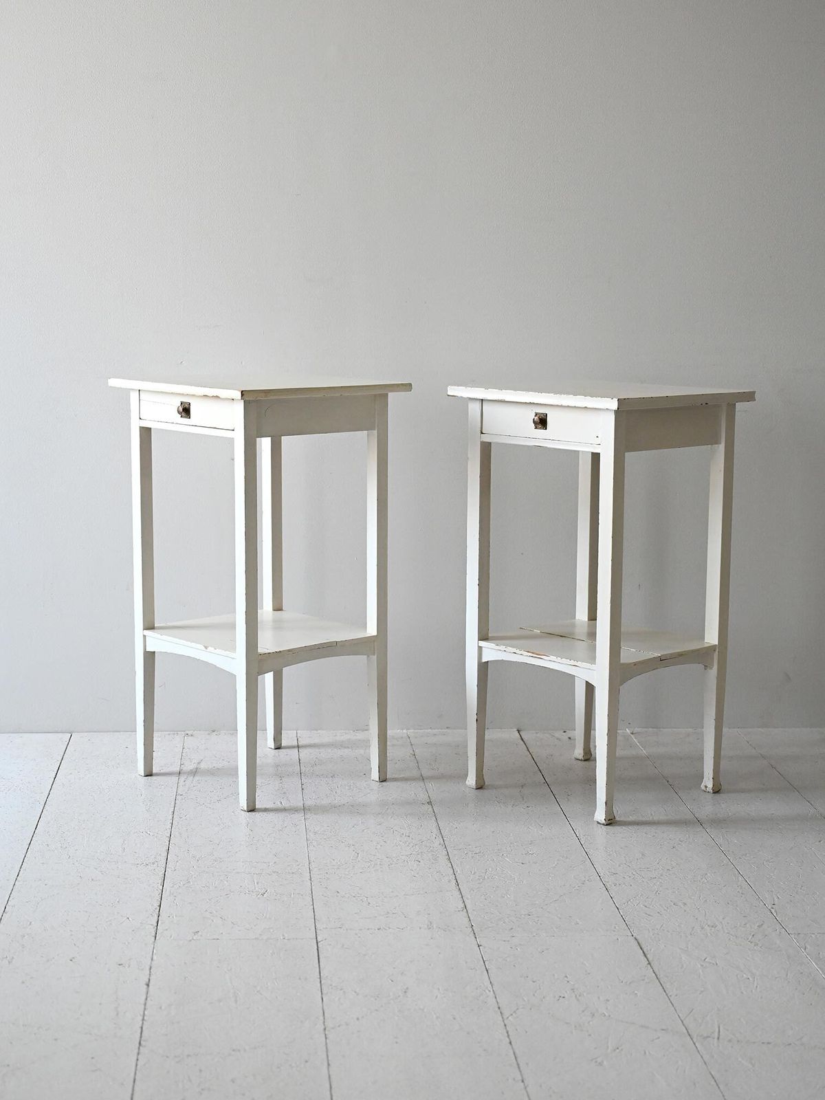 Pair Of Scandinavian Bedside Tables, Mid Twentieth Century, Painted In White photo Furniture
