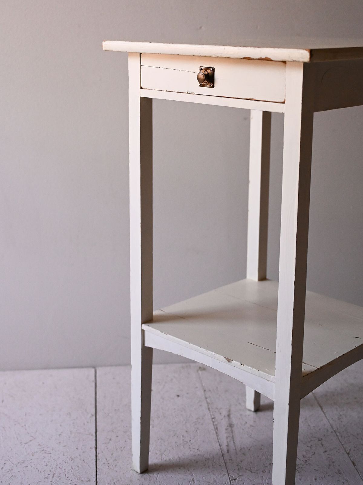 Pair Of Scandinavian Bedside Tables, Mid Twentieth Century, Painted In White photo vinterior