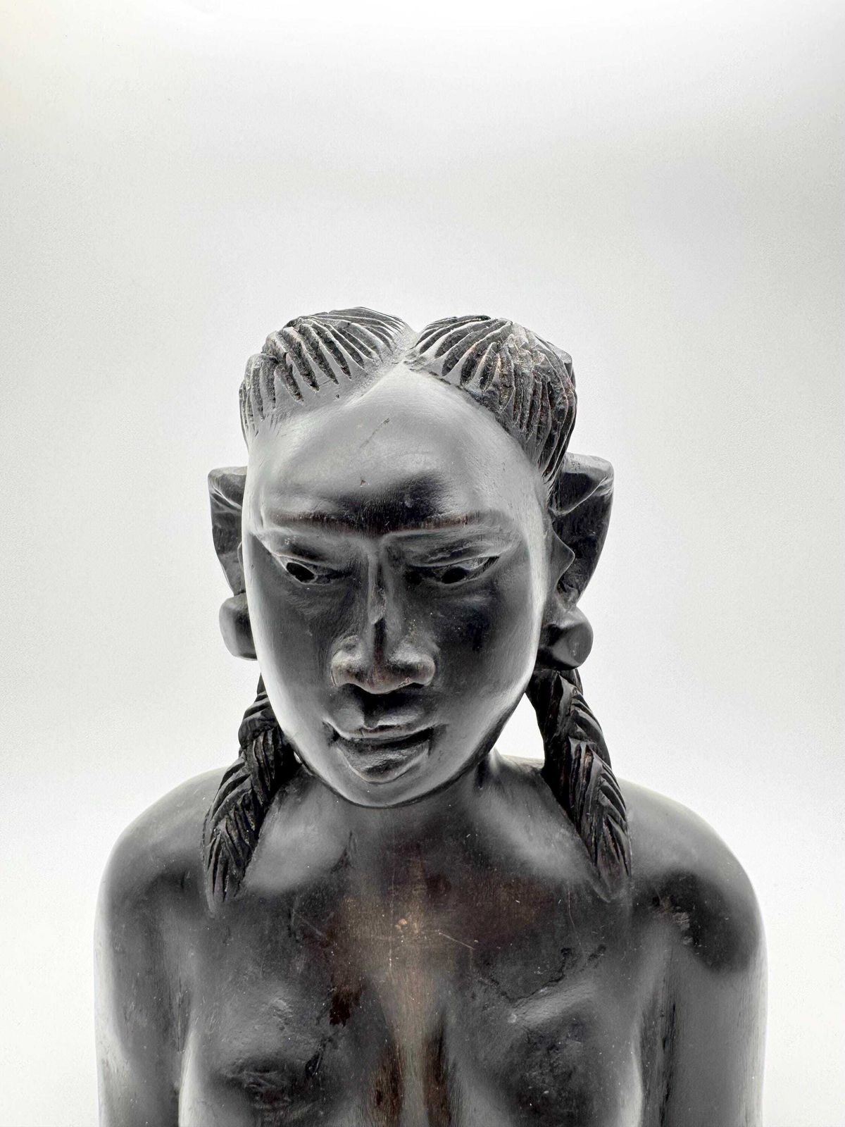African Ebony Woman Bust, Wooden Woman Statue, African Sculpture photo furniture