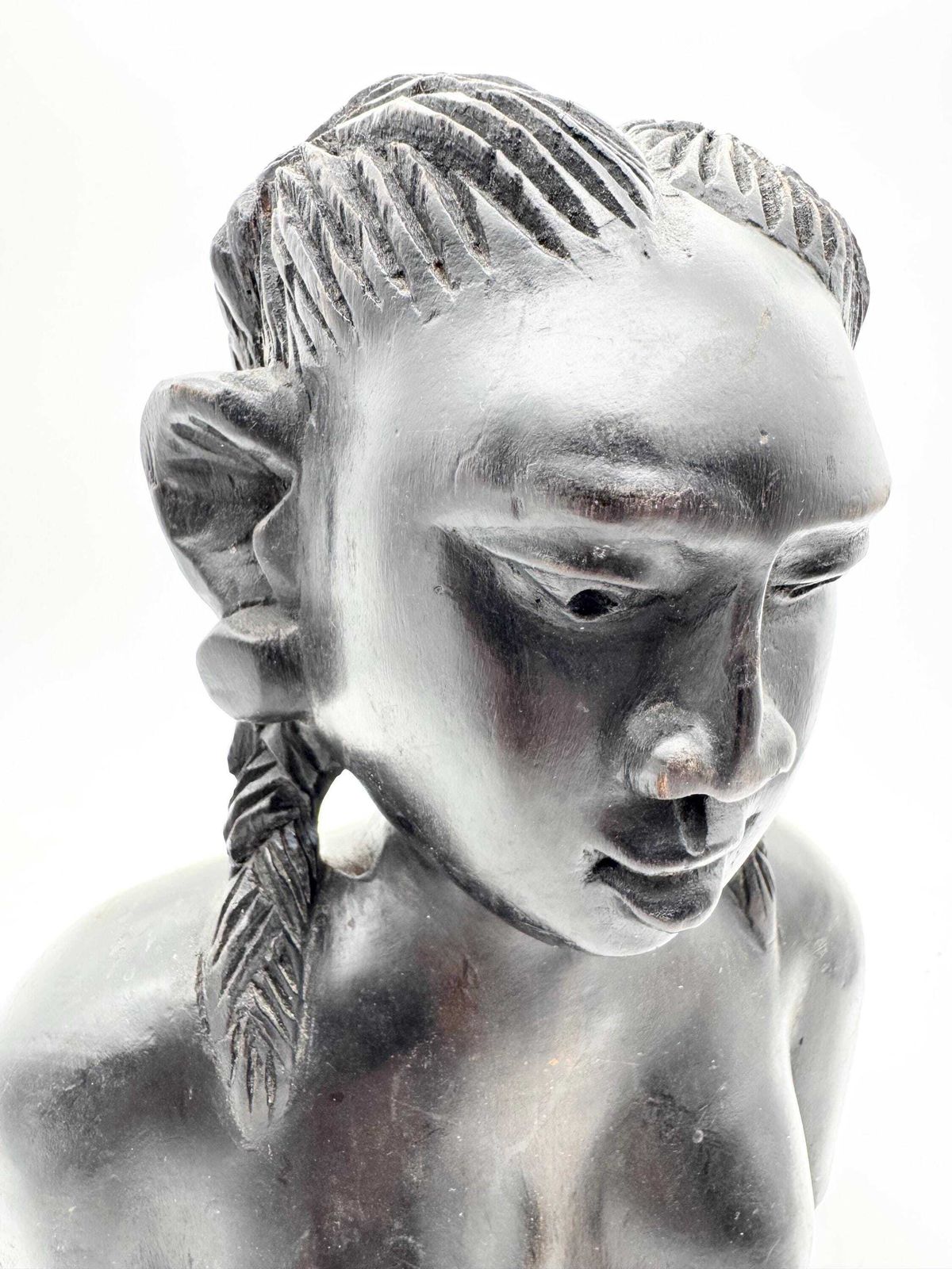 photo for sale African Ebony Woman Bust, Wooden Woman Statue, African Sculpture