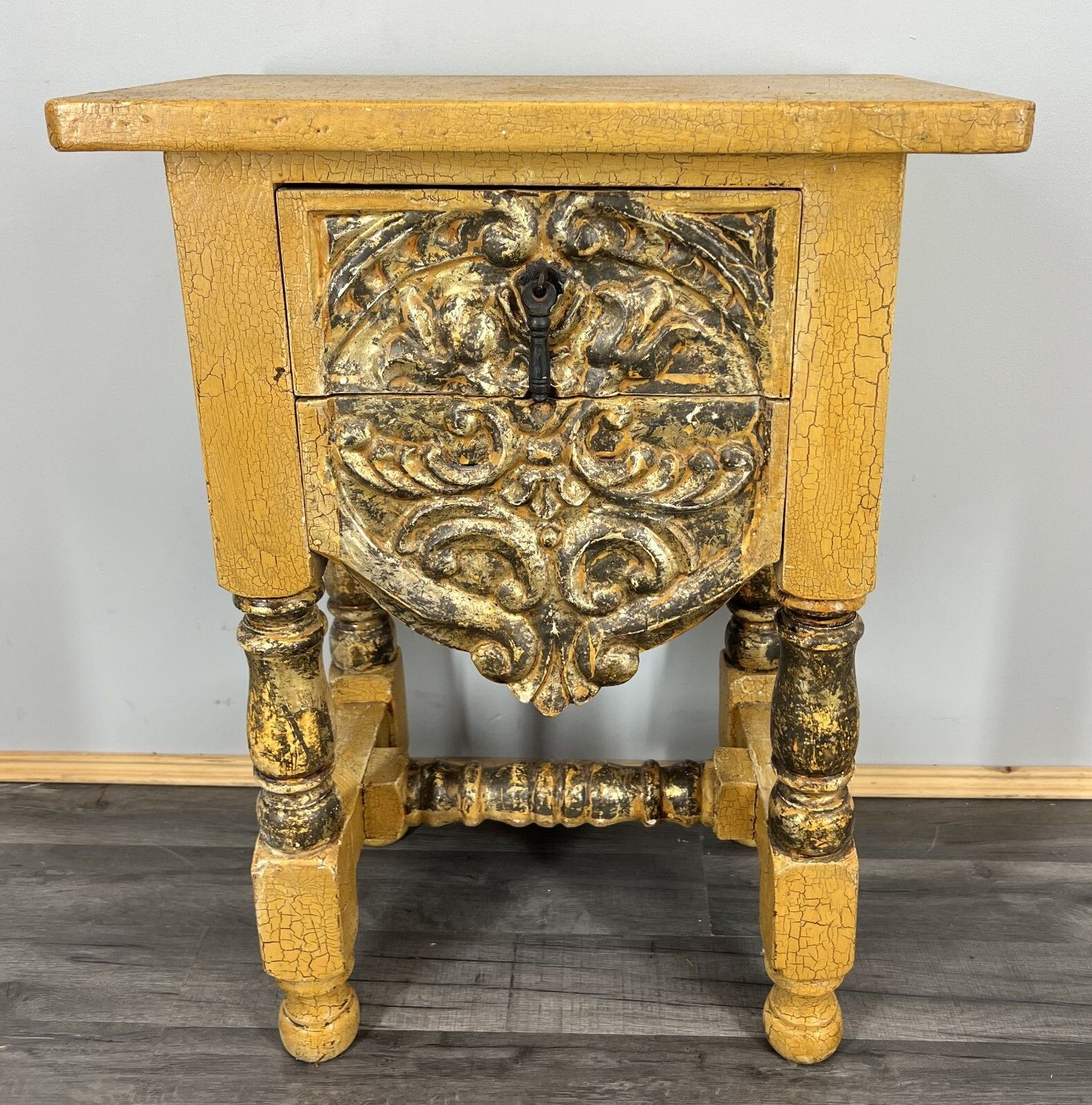 Bedside Table Vintage French Style Side Table Gold Ornate Drawer – Lot 3860 photo furniture