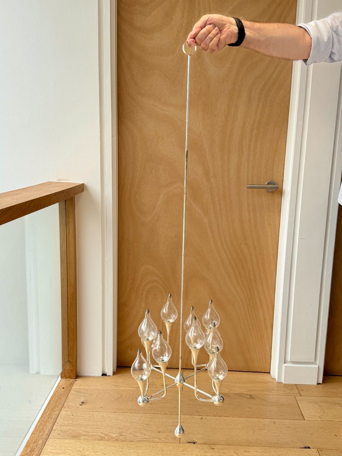 Rare 1970s Space Age Clear Drops Chandelier By Freddie Andersen 12 Lamps Chrome photo Lighting