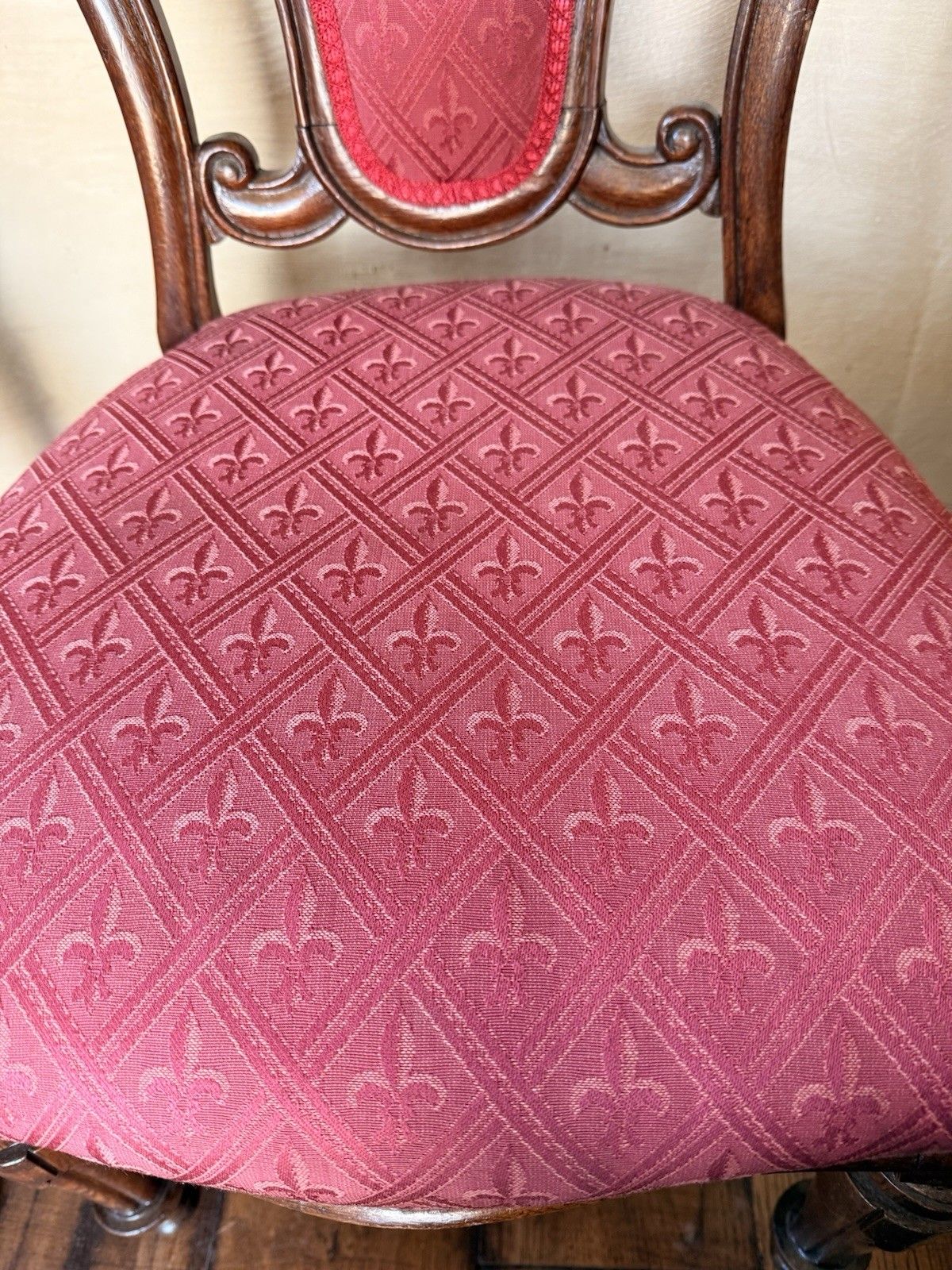 699.0 Original English Antique Oak Victorian Matching Dining Pink Chairs Set Of 6 photo