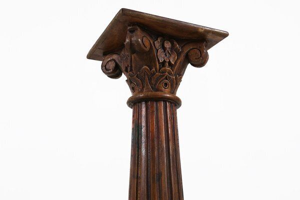 Antique Carved Wood Corinthian Column, France, 1890s photo furniture