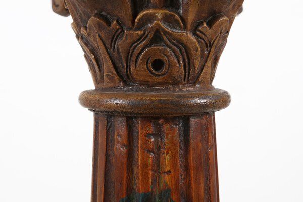 Antique Carved Wood Corinthian Column, France, 1890s photo Home Decor