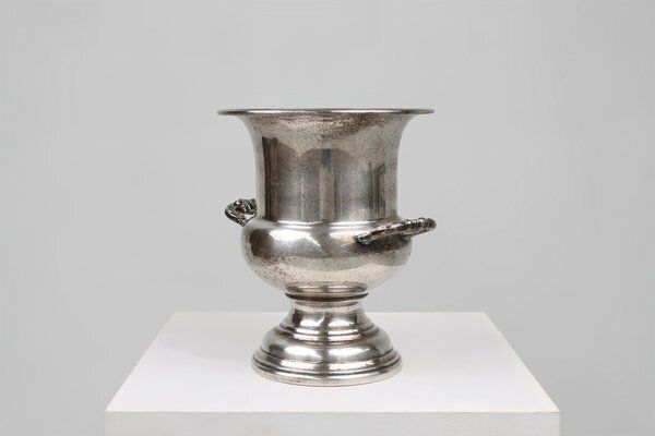 Mid Century French Silver Plated Copper Champagne Bucket, 1890s photo vinterior
