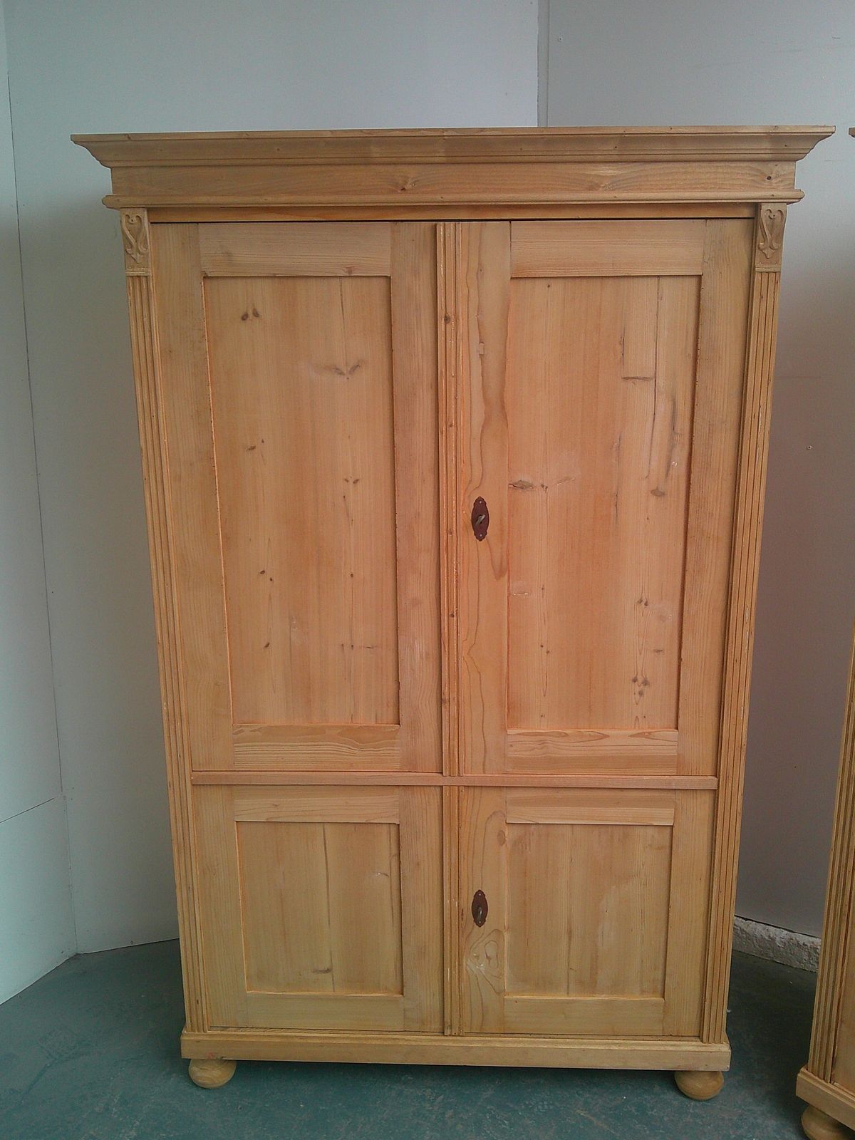 A Cracking Pair Of Antique Pine Kitchen /Linen Cupboards To Wax/Paint photo vinterior