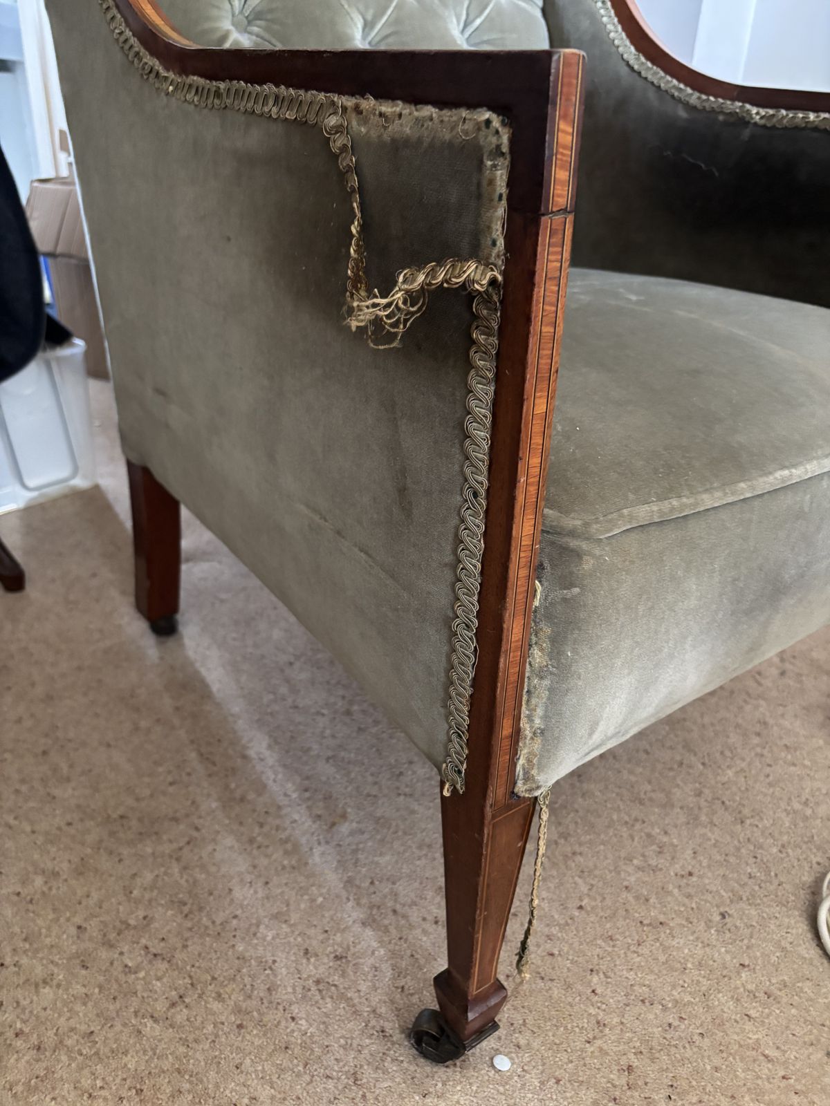 Edwardian Green Velvet Armchair photo vinterior