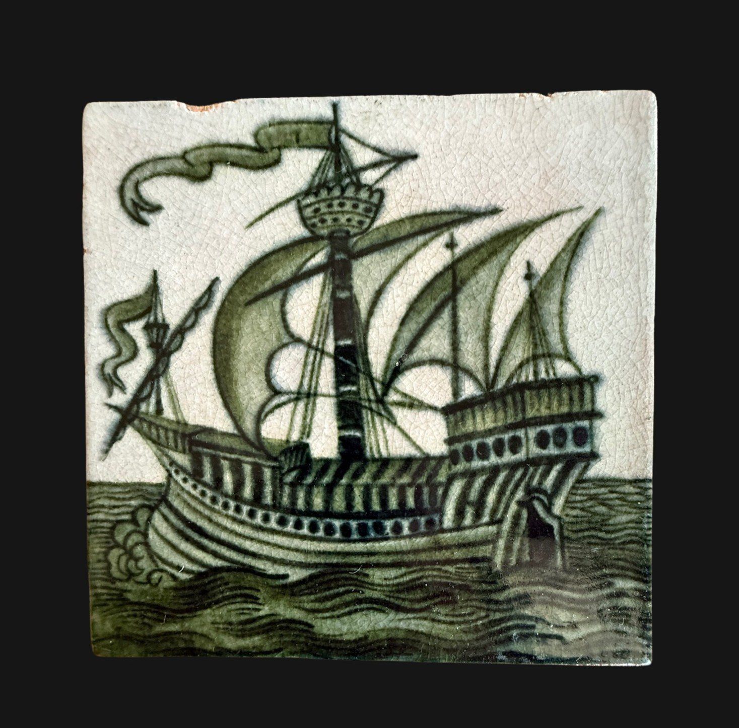 William De Morgan Tile, 1800s, Antique