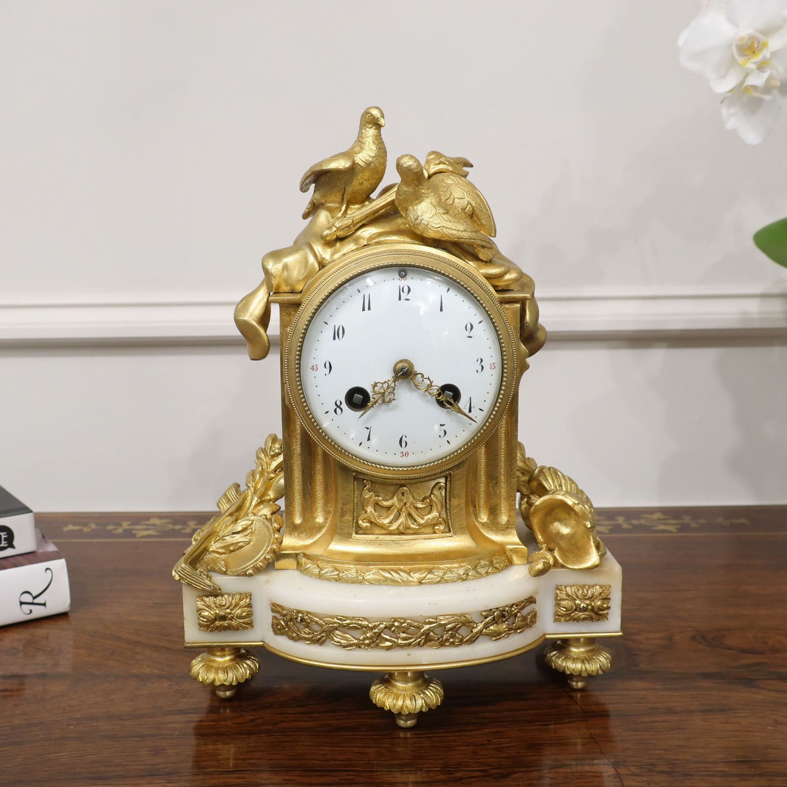 French Louis XIV Style Bronze Gilt Antique Mantel Clock photo furniture