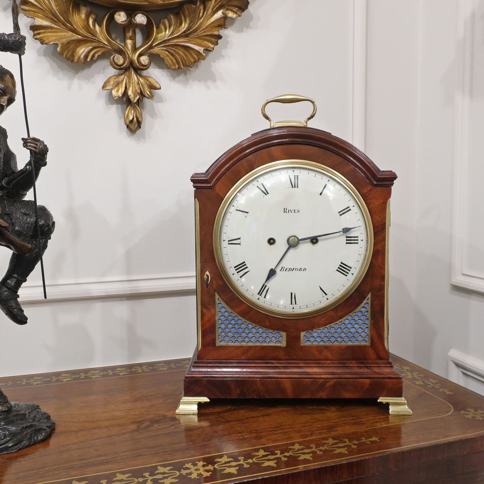 English Regency Mahogany Pad Top Bracket Clock By Rives photo furniture