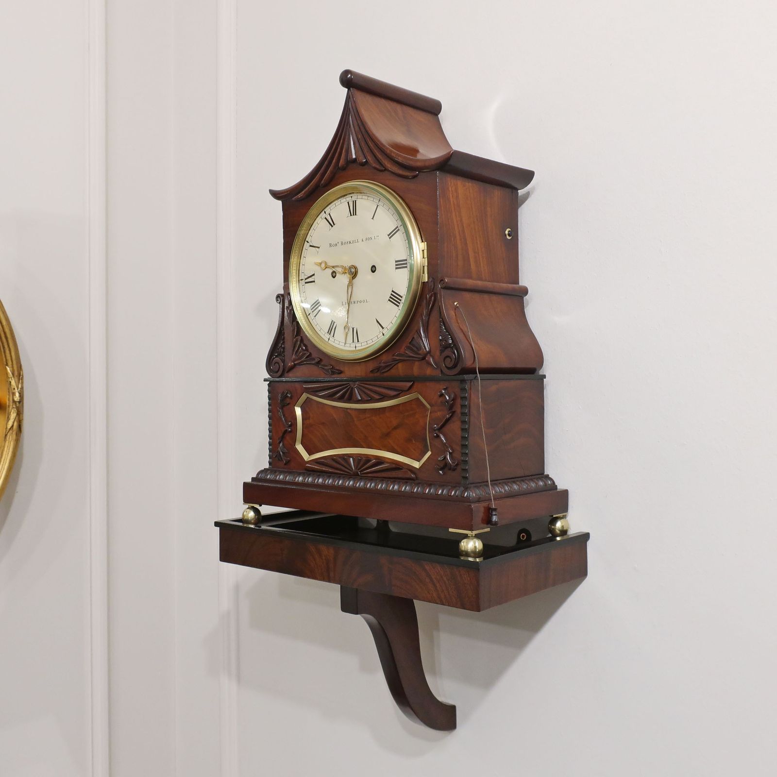 English Georgian Mahogany Bracket Clock By Roskell Of Liverpool photo furniture