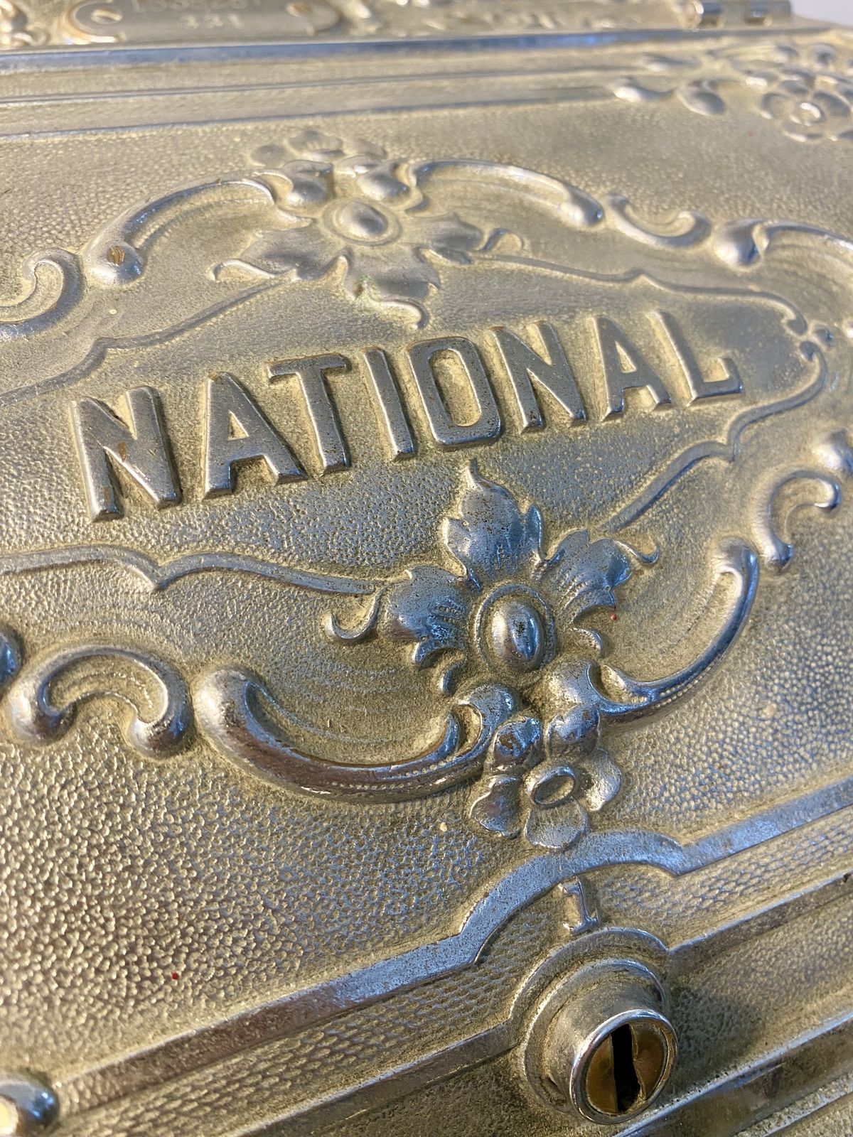 photo vinterior 'National' Cash Register, Antique Till, Chrome Candy / Barber Shop.