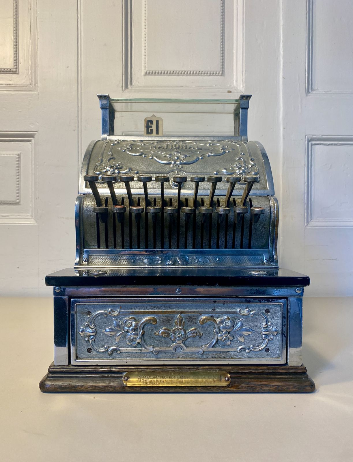 photo for sale 'National' Cash Register, Antique Till, Chrome Candy / Barber Shop.