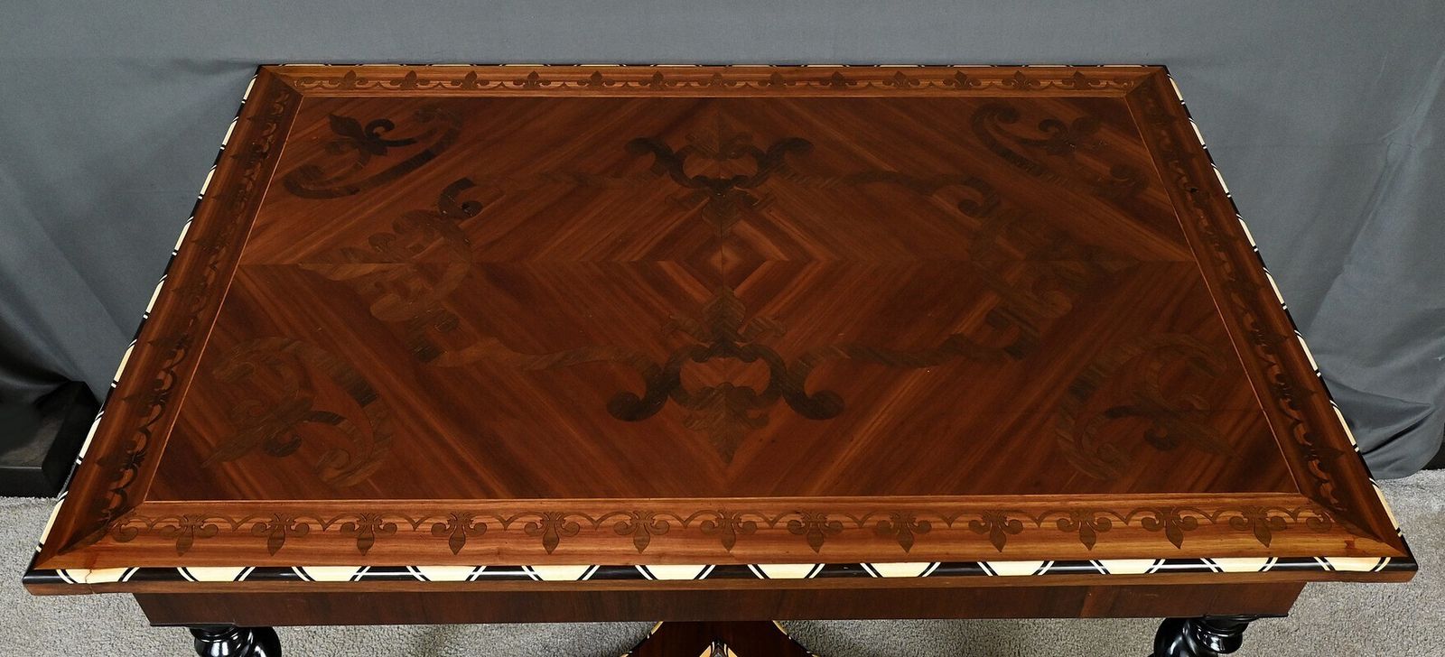 Desk Table In Precious Wood Marquetry, Napoleon III Period – Mid 19th Century photo buy