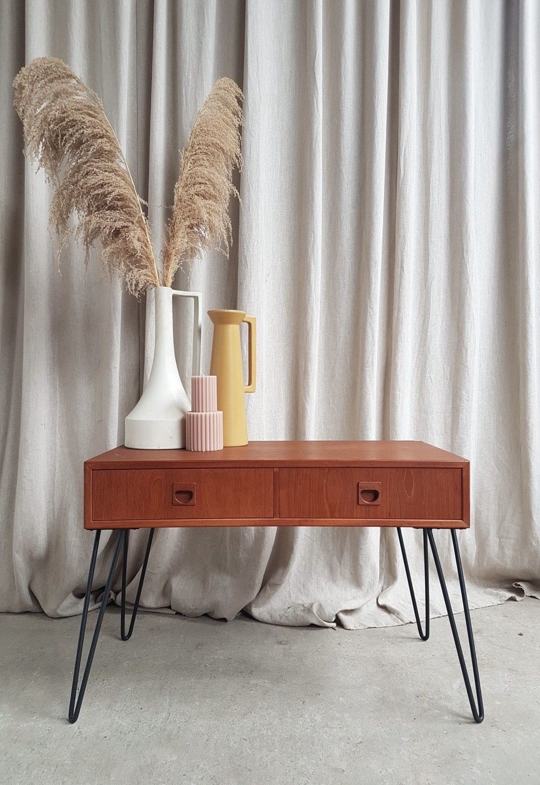 Vtg Mid Century Danish Hairpin Leg Compact Sideboard Console Chest Drawers R885 photo furniture