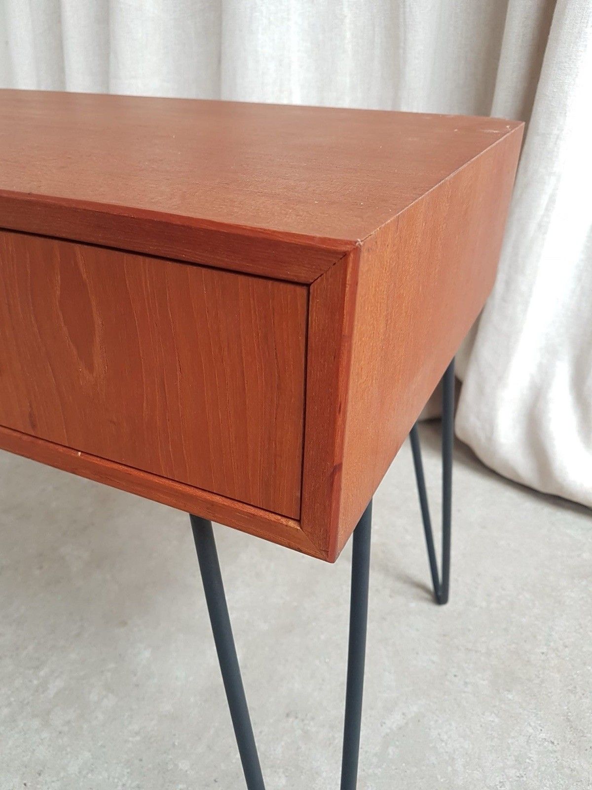 photo buy Vtg Mid Century Danish Hairpin Leg Compact Sideboard Console Chest Drawers R885
