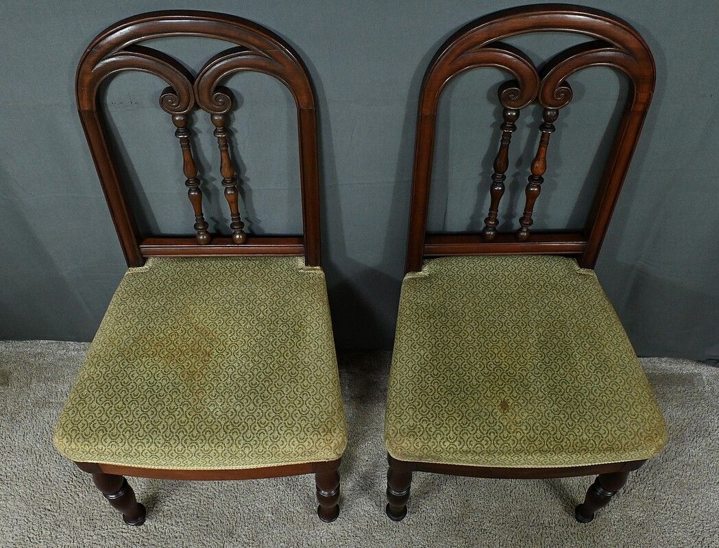 Pair Of Mahogany Chairs, Restoration Period – Part 1 Of The 19th Century photo buy