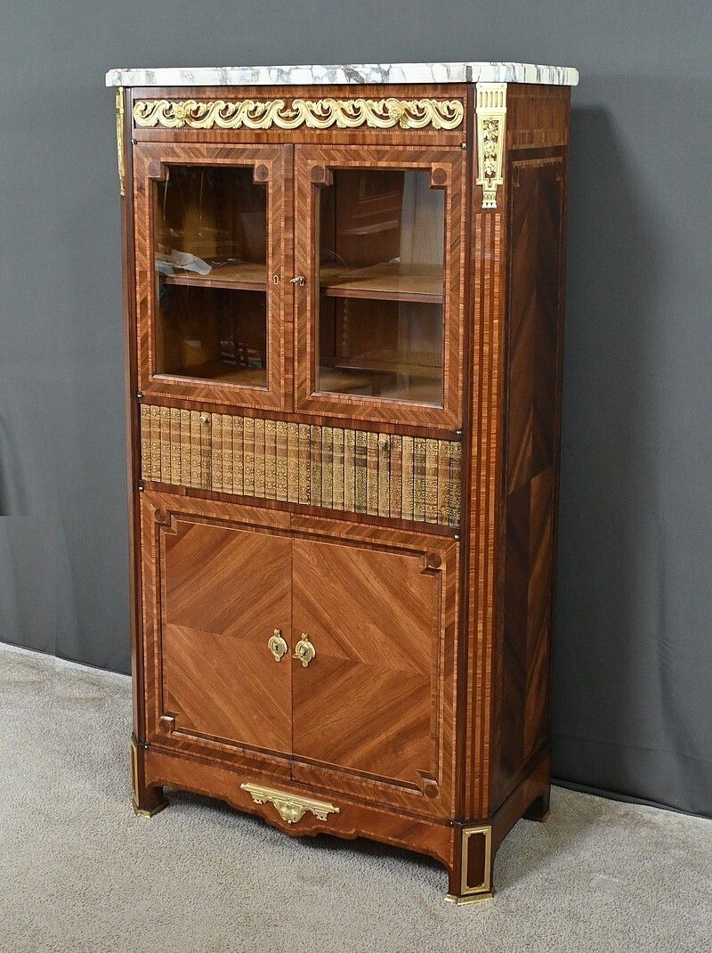 Marquetry Display Cabinet, Louis XVI Style – 2nd Part Of The 19th Century photo 3330.0
