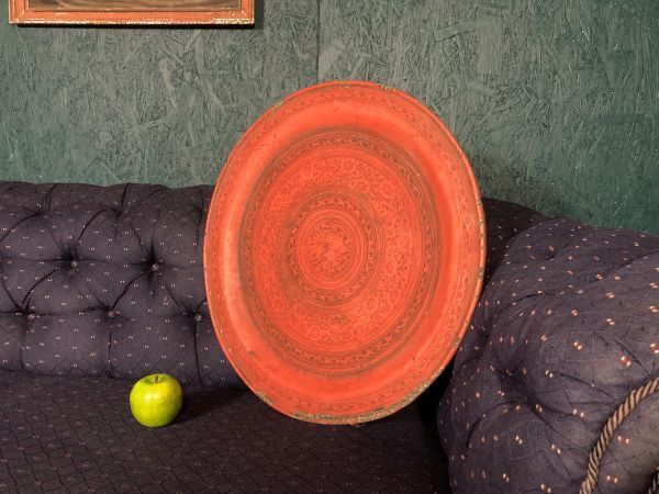 A Fine Antique Chinese Cinnabar Red Charger photo furniture