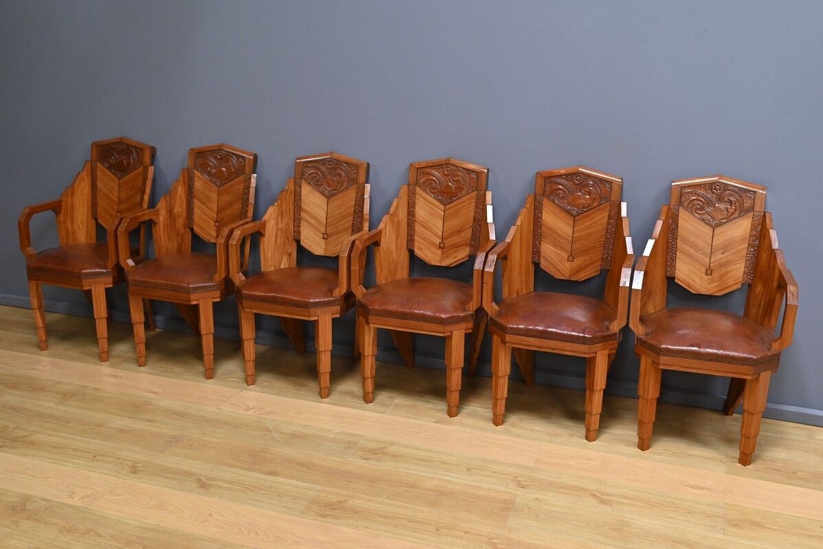Set Of 6 Rosewood Armchairs, Art Deco – 1910 photo vinterior