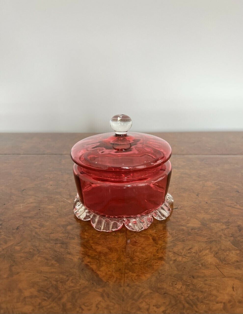 Victorian Quality Cranberry Glass Lidded Bowl photo furniture