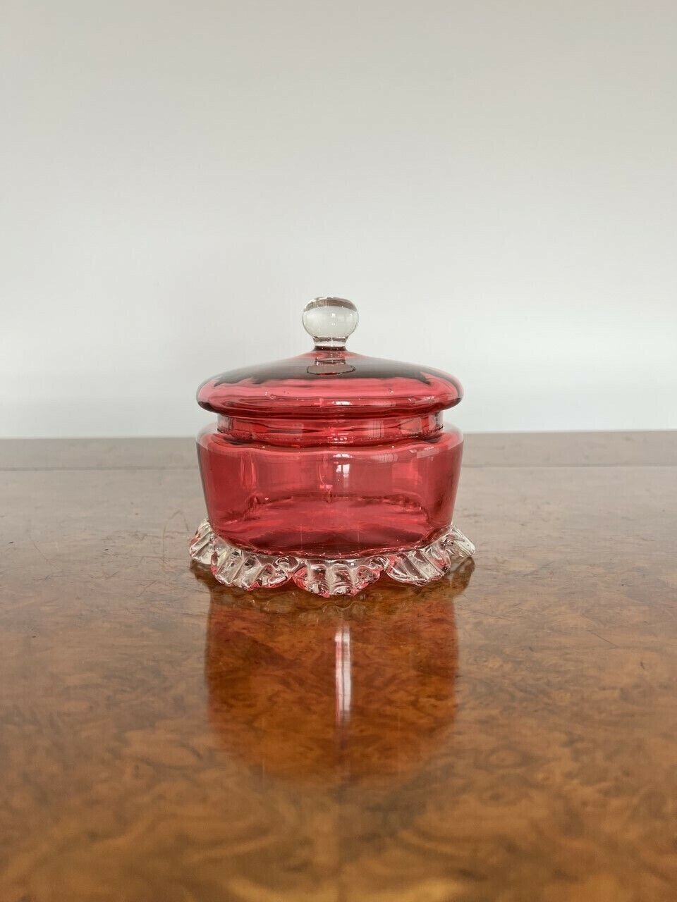 Victorian Quality Cranberry Glass Lidded Bowl photo Home Decor