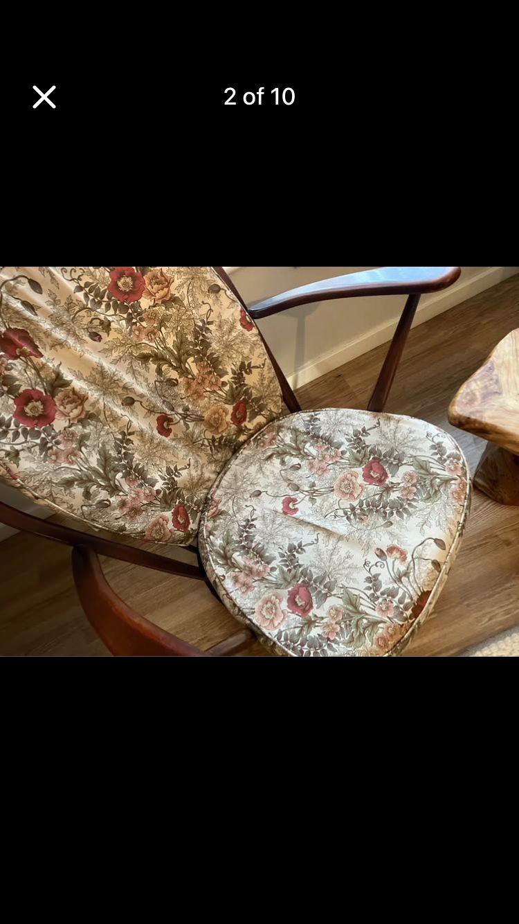 Pair Of Vintage Ercol Armchairs With Original Cushions   Fleur De Lys 1970 Windsor Chairs