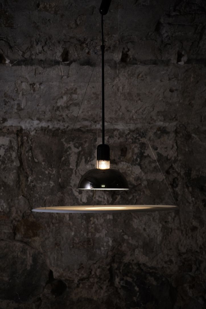 photo for sale Pair Of Frisbi 850 Pendant Lights, Castiglioni For Flos
