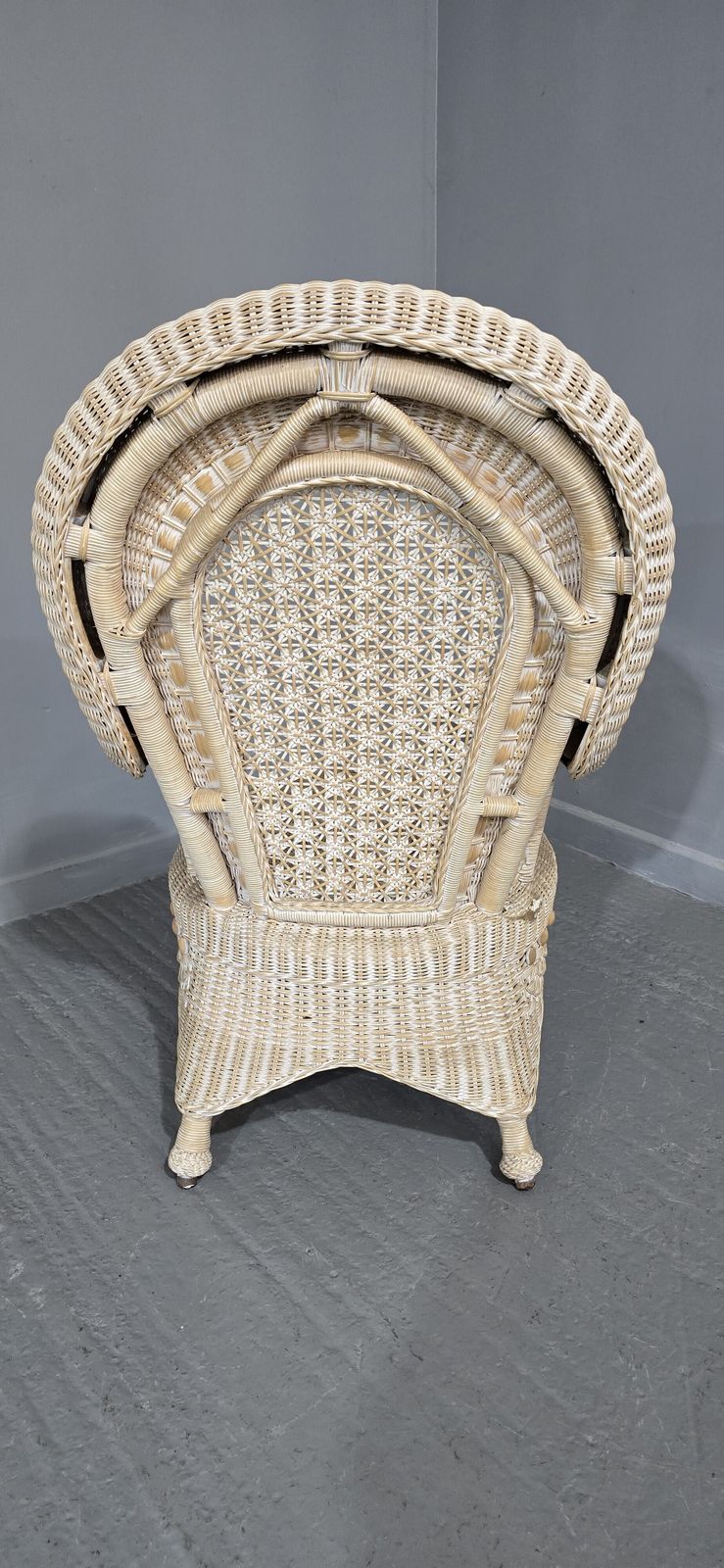 Lovely Painted Wicker Peacock Chair photo for sale