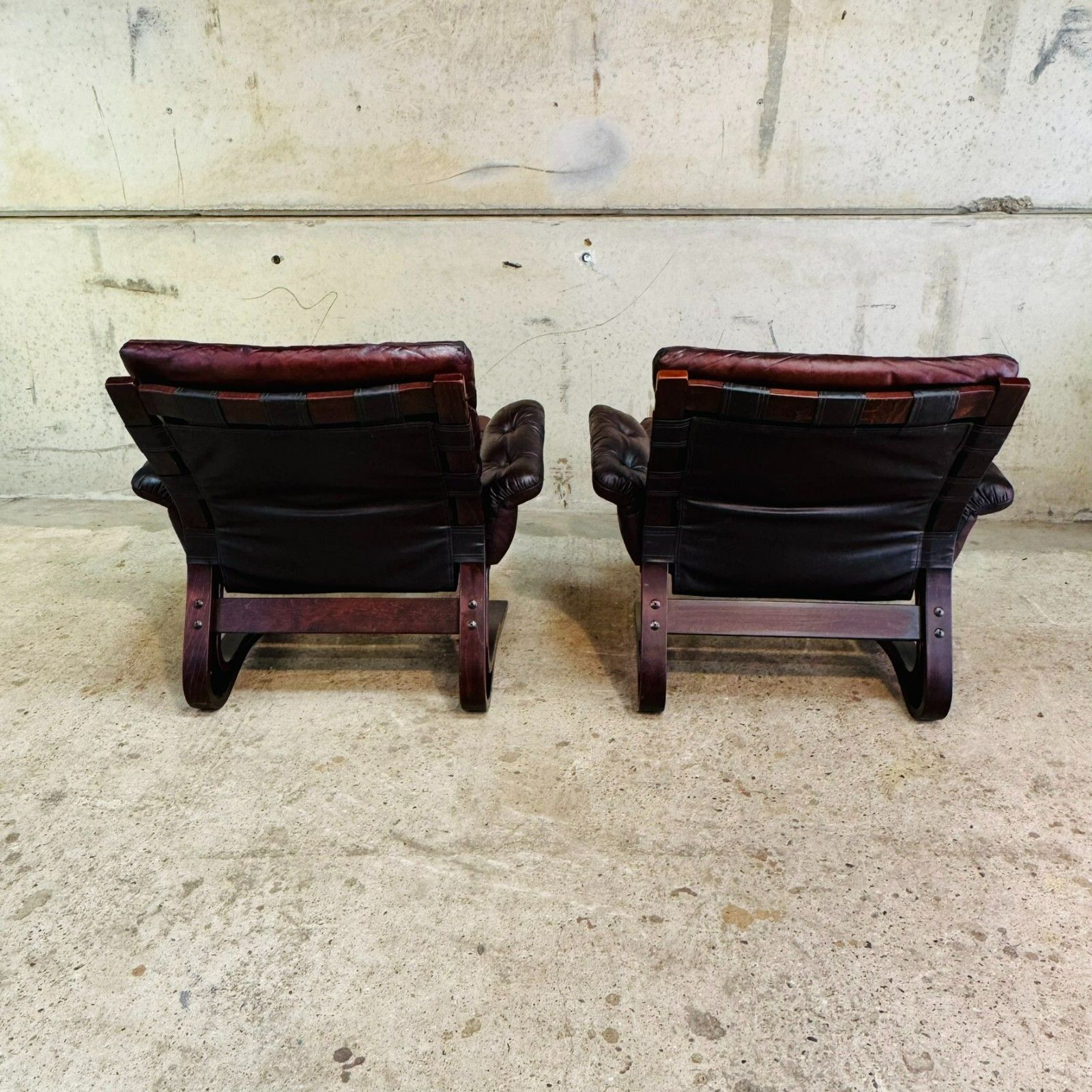 Pair Of Original 1970s Danish ‘Skyline’ Brown Leather Armchairs By Hove Møbler photo vinterior