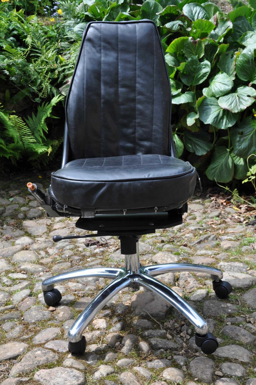 Pilot Seat From A 1950 Dove /Heron Passenger Airliner In Black Leather photo furniture