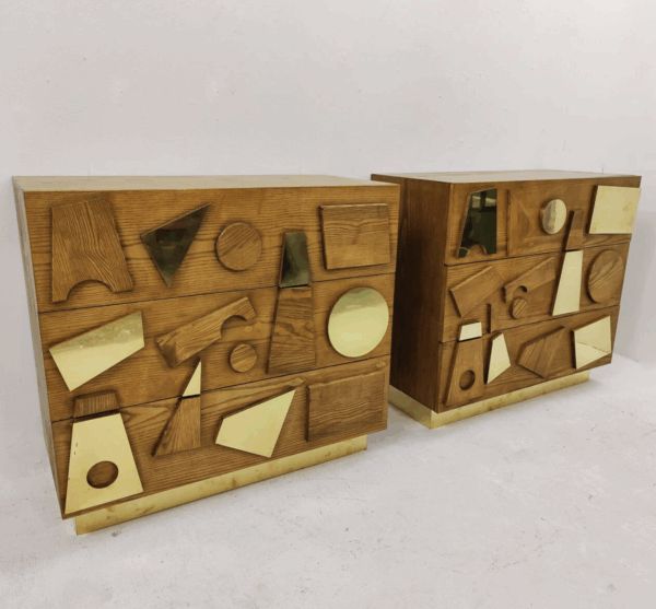 Contemporary Chest Of Drawers, Wood And Brass, Italy – Sold Individually photo for sale