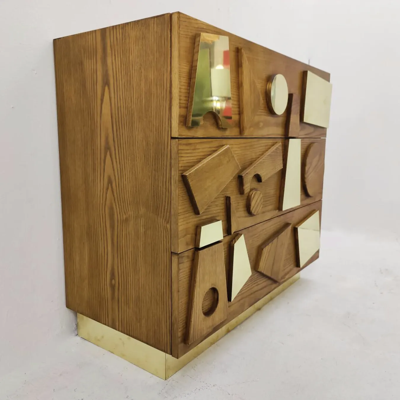 Contemporary Chest Of Drawers, Wood And Brass, Italy – Sold Individually photo vintage