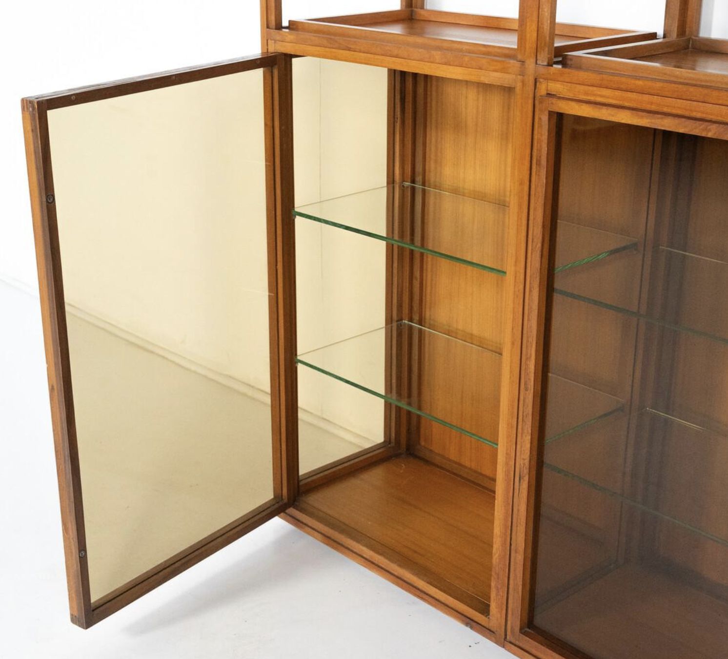 Mid Century Modern Shelves, Wood And Glass photo buy
