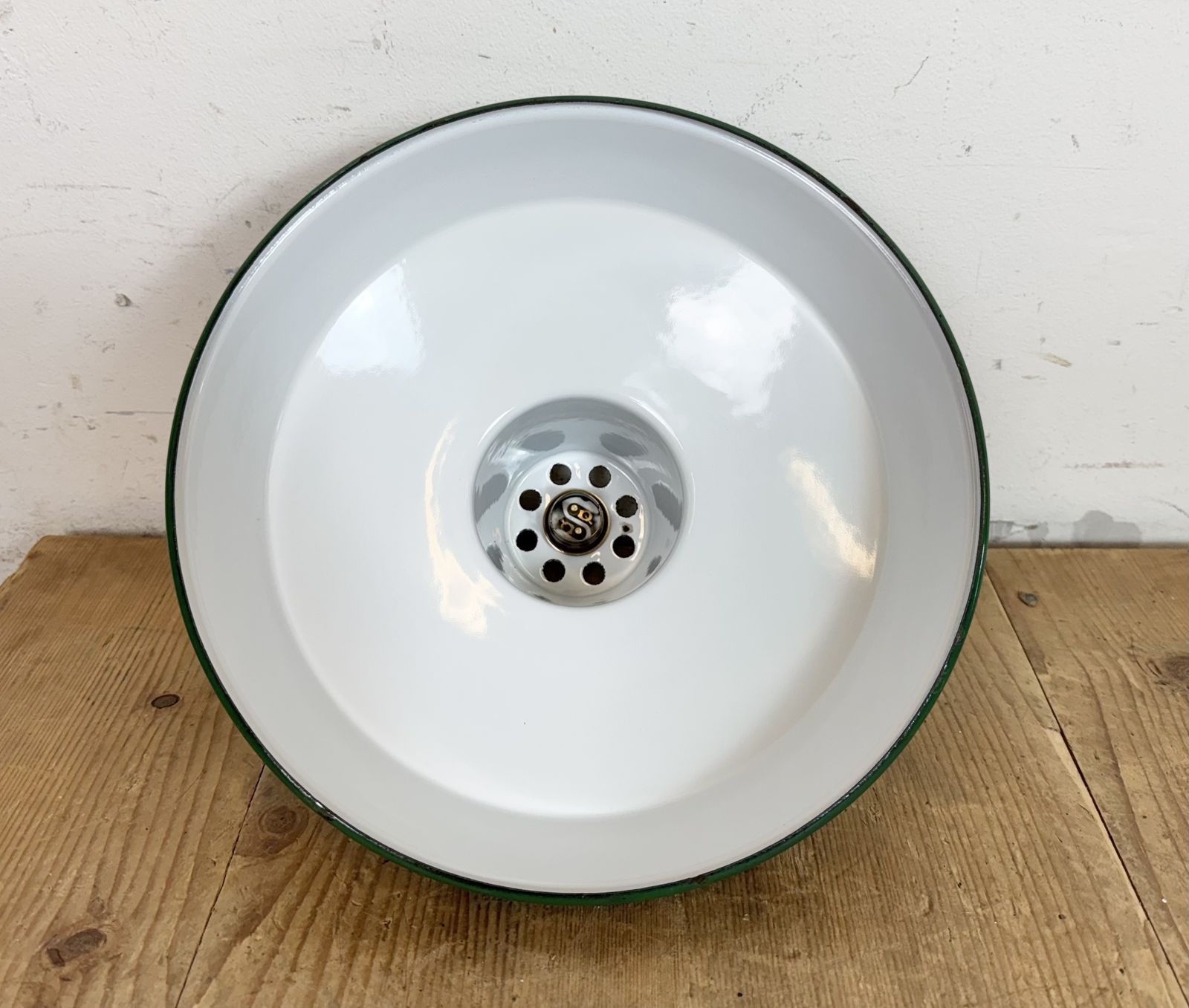 photo vintage Industrial Green Enamel Factory Pendant Lamp , 1960s