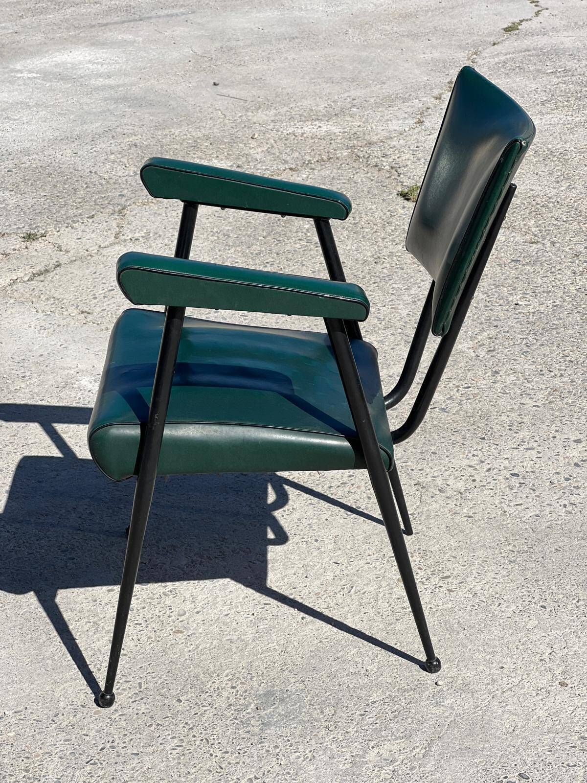 Rare Green Leatherette Armchair, By "Colette Gueden", Designer From The 1950s photo Furniture