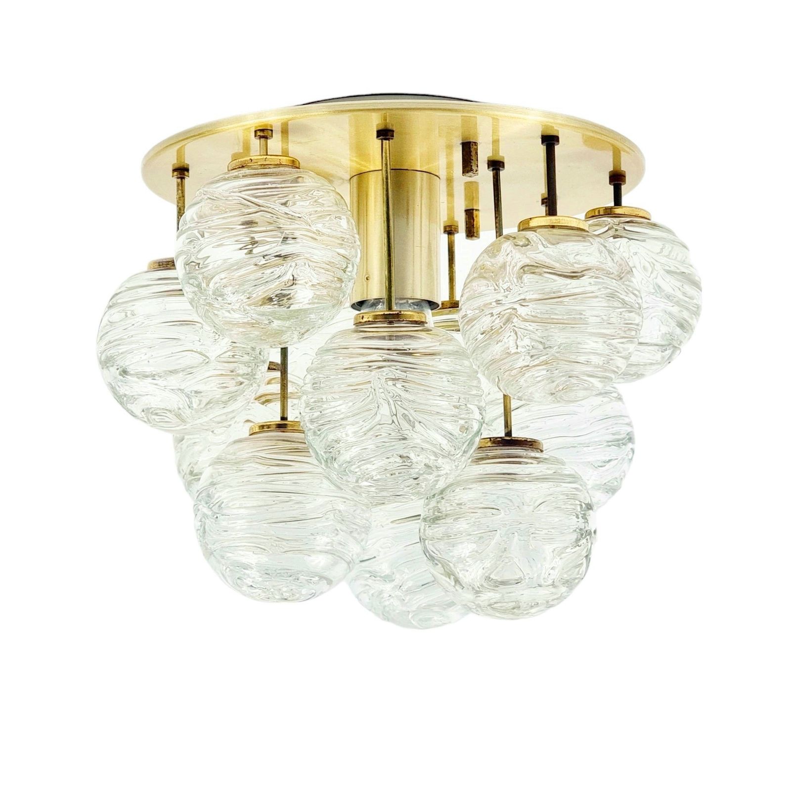 Mid Century Sputnik Murano Glass & Brass Ceiling Light From Doria, Germany, 1960s/1970s