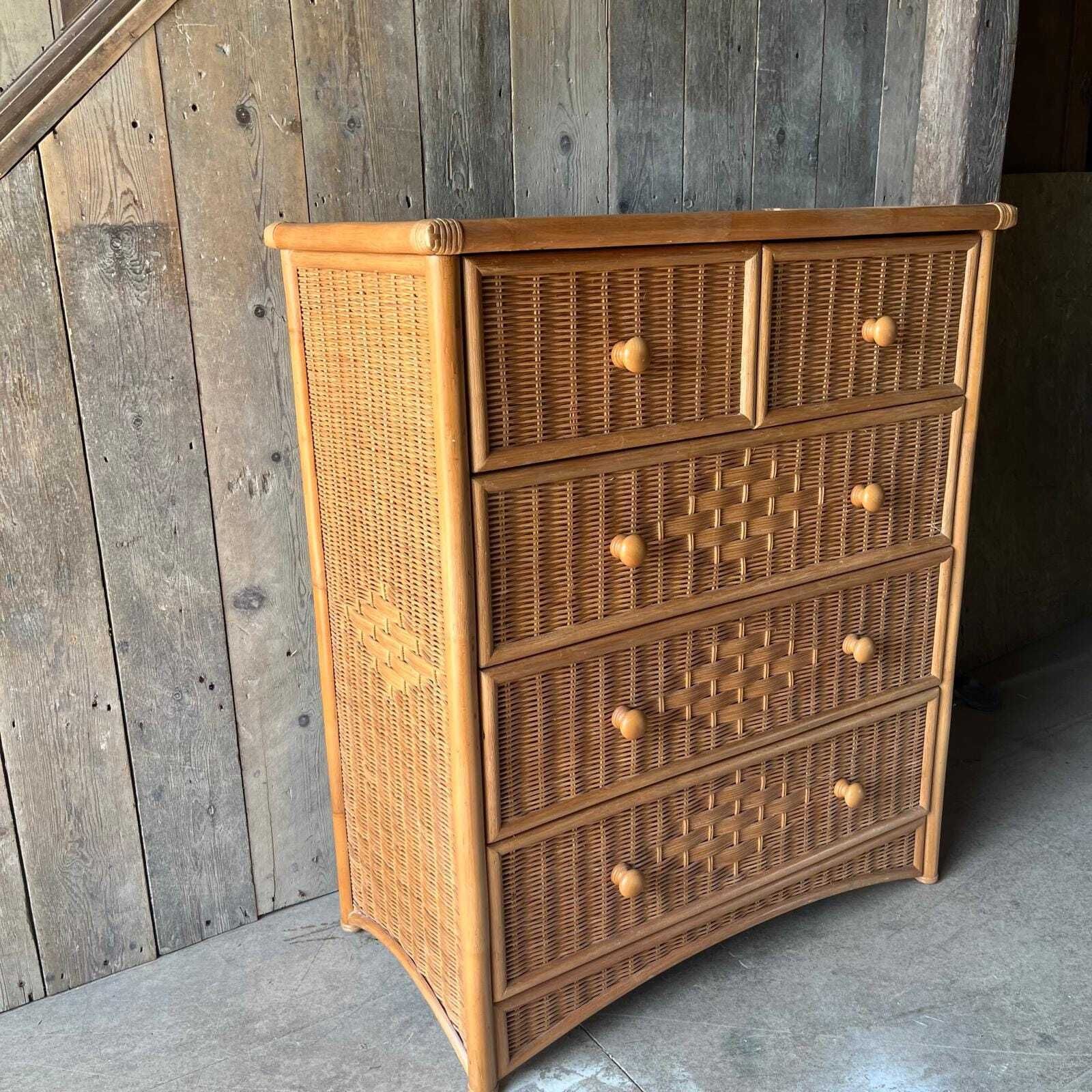 Wicker 5 Drawer Chest Of Drawers photo Furniture